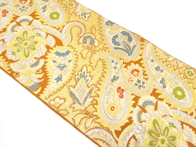 JAPANESE KIMONO / ANTIQUE FUKURO OBI / SILK / WOVEN PAISLEY